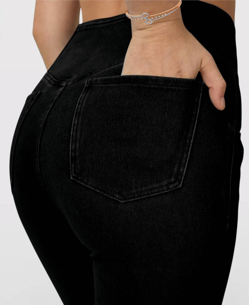 Calça Jeans de Cintura Alta Cruzada [CALÇA MAGICA 🔥]